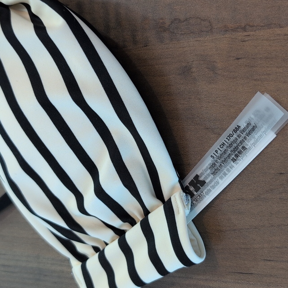Pink Victoria Secret black& White Striped Bikini - Picture 4 of 6